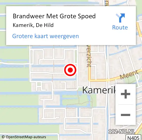 Locatie op kaart van de 112 melding: Brandweer Met Grote Spoed Naar Kamerik, De Hild op 29 april 2018 23:08