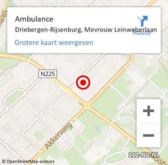 Locatie op kaart van de 112 melding: Ambulance Driebergen-Rijsenburg, Mevrouw Leinweberlaan op 29 april 2018 23:11