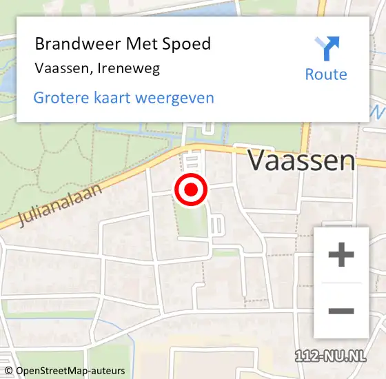 Locatie op kaart van de 112 melding: Brandweer Met Spoed Naar Vaassen, Ireneweg op 29 april 2018 23:56