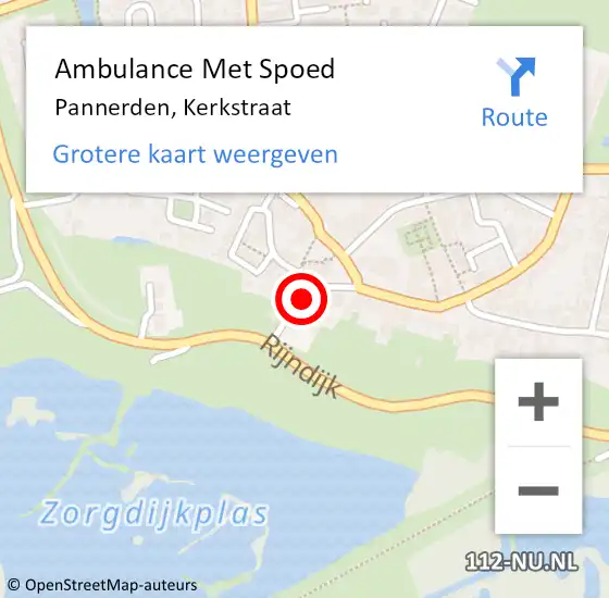 Locatie op kaart van de 112 melding: Ambulance Met Spoed Naar Pannerden, Kerkstraat op 30 april 2018 00:20
