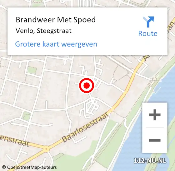 Locatie op kaart van de 112 melding: Brandweer Met Spoed Naar Venlo, Steegstraat op 30 april 2018 00:44