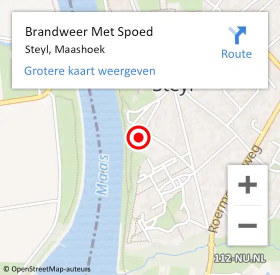 Locatie op kaart van de 112 melding: Brandweer Met Spoed Naar Steyl, Maashoek op 30 april 2018 00:50