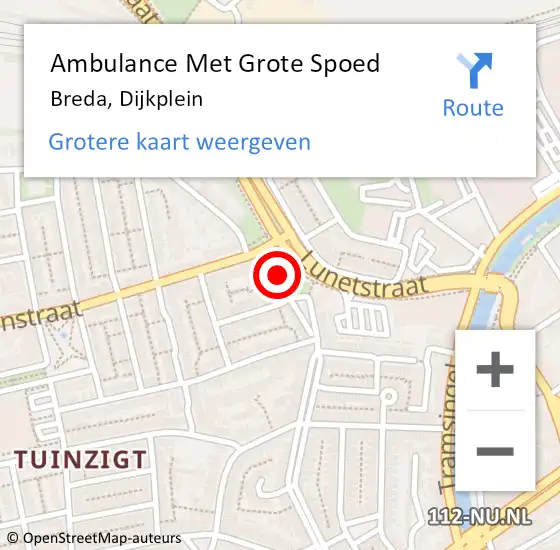 Locatie op kaart van de 112 melding: Ambulance Met Grote Spoed Naar Breda, Dijkplein op 30 april 2018 01:52