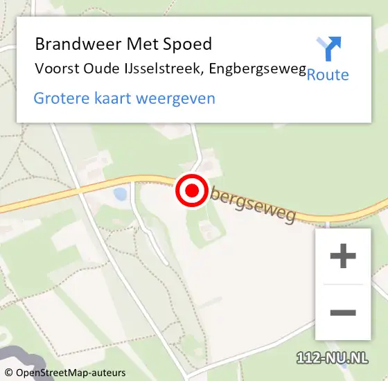 Locatie op kaart van de 112 melding: Brandweer Met Spoed Naar Voorst Oude IJsselstreek, Engbergseweg op 30 april 2018 01:57