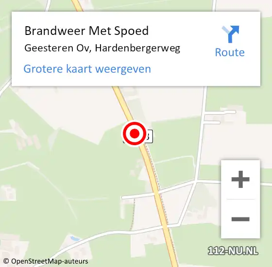 Locatie op kaart van de 112 melding: Brandweer Met Spoed Naar Geesteren Ov, Hardenbergerweg op 30 april 2018 03:10