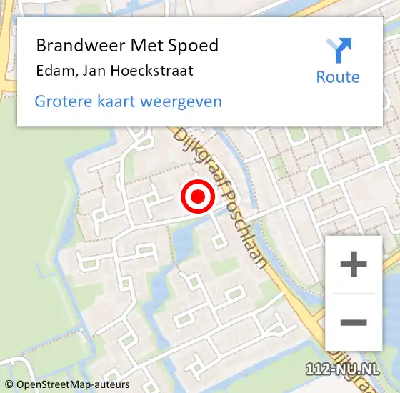 Locatie op kaart van de 112 melding: Brandweer Met Spoed Naar Edam, Jan Hoeckstraat op 30 april 2018 03:36