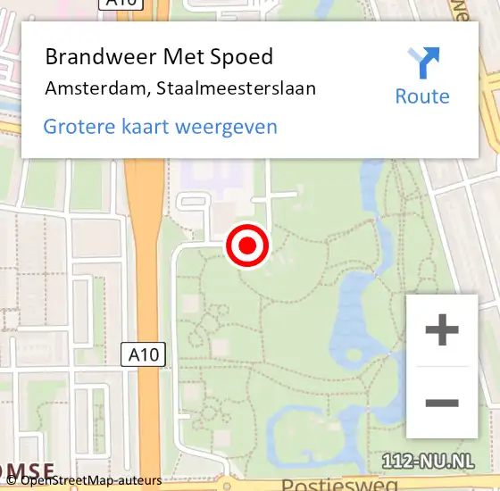 Locatie op kaart van de 112 melding: Brandweer Met Spoed Naar Amsterdam, Staalmeesterslaan op 30 april 2018 03:43
