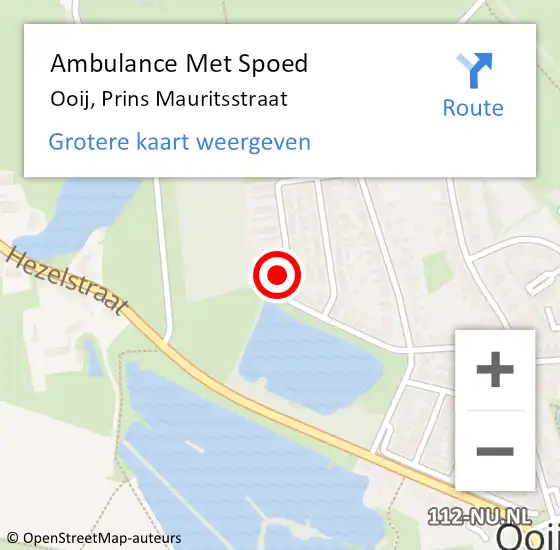 Locatie op kaart van de 112 melding: Ambulance Met Spoed Naar Ooij, Prins Mauritsstraat op 30 april 2018 03:55