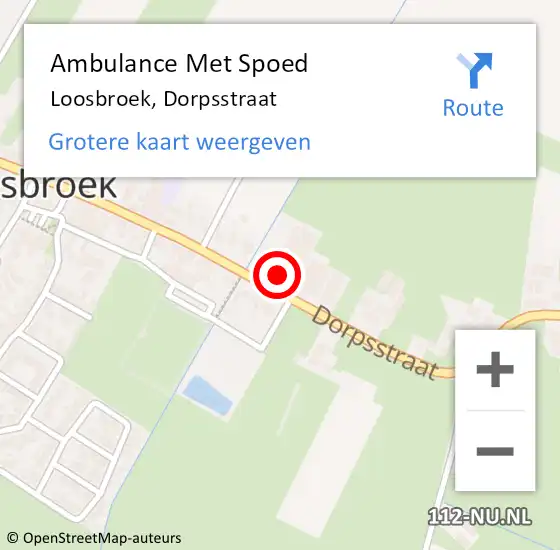 Locatie op kaart van de 112 melding: Ambulance Met Spoed Naar Loosbroek, Dorpsstraat op 30 april 2018 04:03