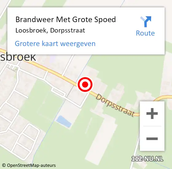 Locatie op kaart van de 112 melding: Brandweer Met Grote Spoed Naar Loosbroek, Dorpsstraat op 30 april 2018 04:04