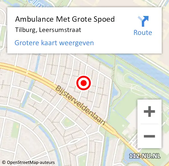 Locatie op kaart van de 112 melding: Ambulance Met Grote Spoed Naar Tilburg, Leersumstraat op 30 april 2018 04:21