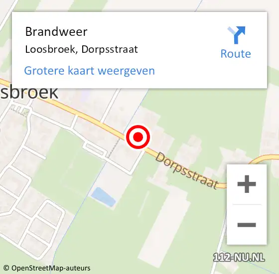 Locatie op kaart van de 112 melding: Brandweer Loosbroek, Dorpsstraat op 30 april 2018 04:38