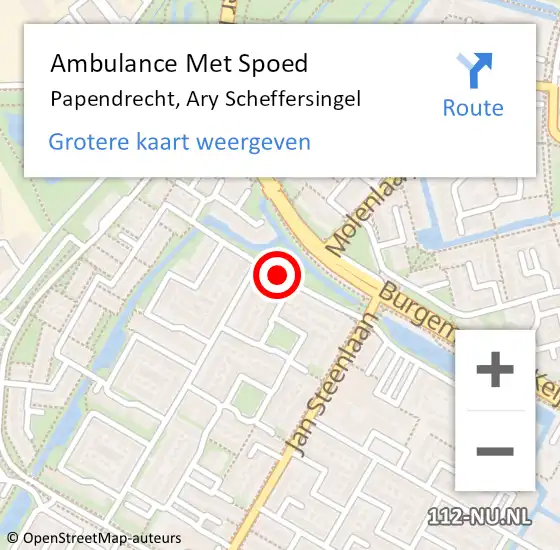 Locatie op kaart van de 112 melding: Ambulance Met Spoed Naar Papendrecht, Ary Scheffersingel op 30 april 2018 05:30