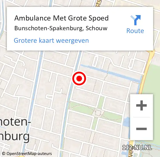 Locatie op kaart van de 112 melding: Ambulance Met Grote Spoed Naar Bunschoten-Spakenburg, Schouw op 30 april 2018 05:44