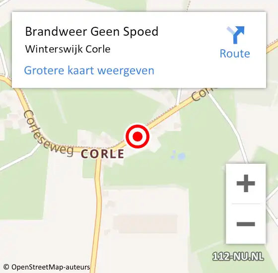 Locatie op kaart van de 112 melding: Brandweer Geen Spoed Naar Winterswijk Corle op 30 april 2018 06:23