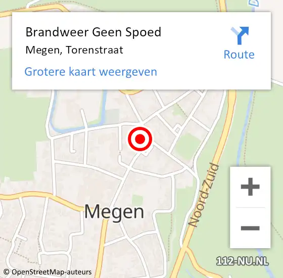 Locatie op kaart van de 112 melding: Brandweer Geen Spoed Naar Megen, Torenstraat op 30 april 2018 08:07