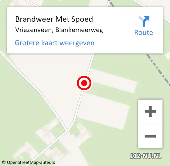 Locatie op kaart van de 112 melding: Brandweer Met Spoed Naar Vriezenveen, Blankemeerweg op 30 april 2018 08:16