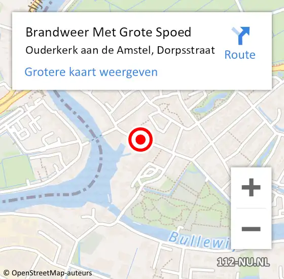 Locatie op kaart van de 112 melding: Brandweer Met Grote Spoed Naar Ouderkerk aan de Amstel, Dorpsstraat op 30 april 2018 08:58