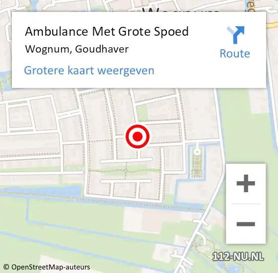 Locatie op kaart van de 112 melding: Ambulance Met Grote Spoed Naar Wognum, Goudhaver op 30 april 2018 08:58