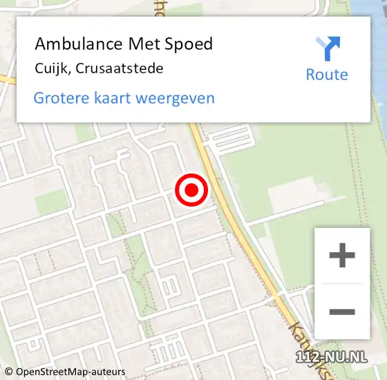 Locatie op kaart van de 112 melding: Ambulance Met Spoed Naar Cuijk, Crusaatstede op 30 april 2018 09:14