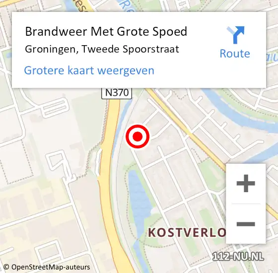 Locatie op kaart van de 112 melding: Brandweer Met Grote Spoed Naar Groningen, Tweede Spoorstraat op 30 april 2018 10:35