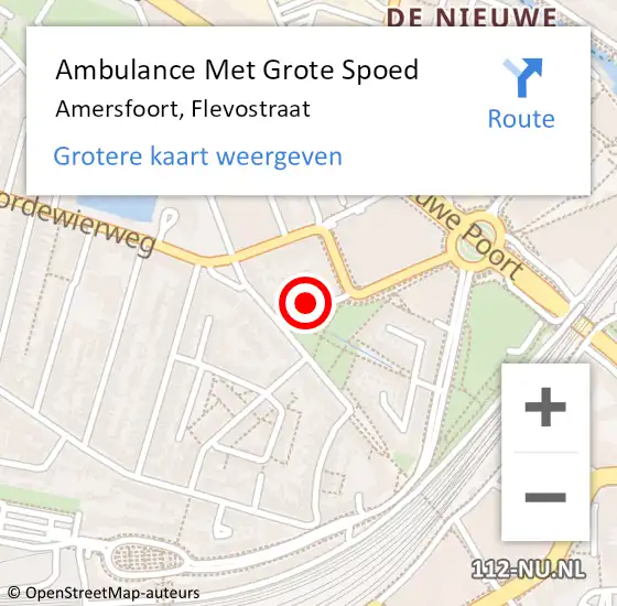 Locatie op kaart van de 112 melding: Ambulance Met Grote Spoed Naar Amersfoort, Flevostraat op 23 februari 2014 20:18