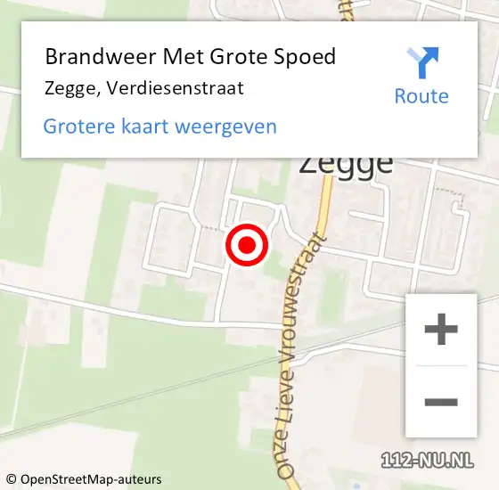 Locatie op kaart van de 112 melding: Brandweer Met Grote Spoed Naar Zegge, Verdiesenstraat op 30 april 2018 11:47