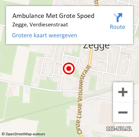 Locatie op kaart van de 112 melding: Ambulance Met Grote Spoed Naar Zegge, Verdiesenstraat op 30 april 2018 11:49