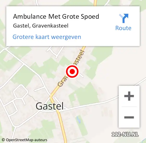 Locatie op kaart van de 112 melding: Ambulance Met Grote Spoed Naar Gastel, Gravenkasteel op 30 april 2018 11:56