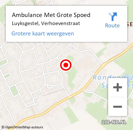 Locatie op kaart van de 112 melding: Ambulance Met Grote Spoed Naar Luyksgestel, Verhoevenstraat op 30 april 2018 12:03