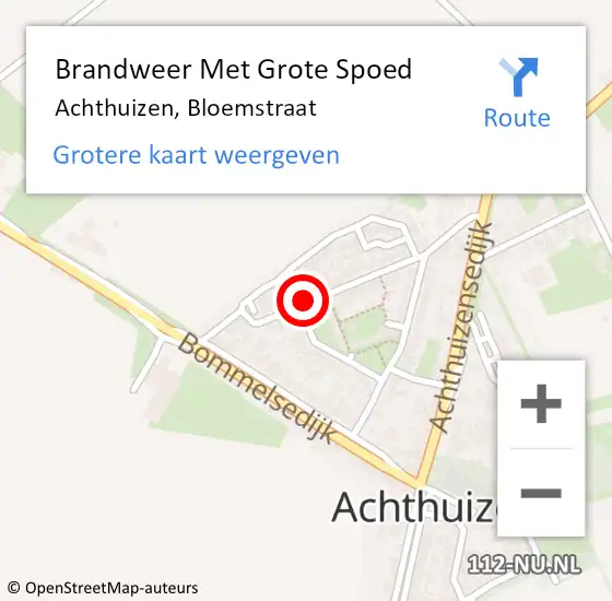 Locatie op kaart van de 112 melding: Brandweer Met Grote Spoed Naar Achthuizen, Bloemstraat op 30 april 2018 12:20