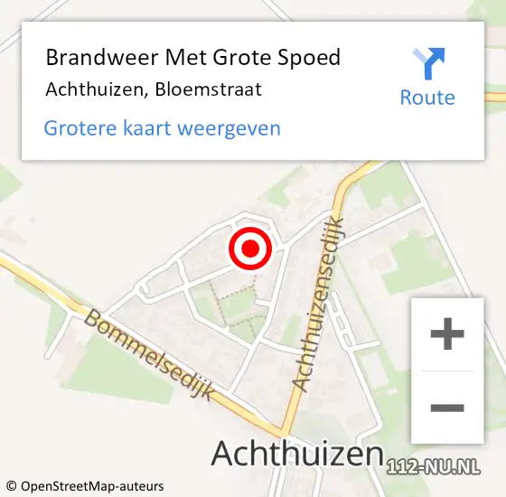 Locatie op kaart van de 112 melding: Brandweer Met Grote Spoed Naar Achthuizen, Bloemstraat op 30 april 2018 12:24