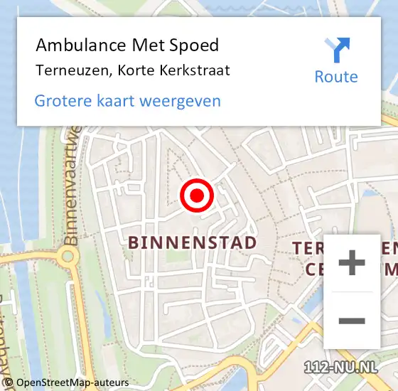 Locatie op kaart van de 112 melding: Ambulance Met Spoed Naar Terneuzen, Korte Kerkstraat op 30 april 2018 12:52