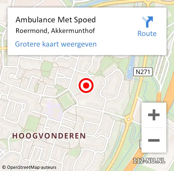 Locatie op kaart van de 112 melding: Ambulance Met Spoed Naar Roermond, Akkermunthof op 30 april 2018 13:26