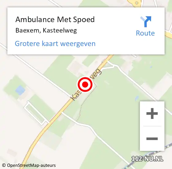 Locatie op kaart van de 112 melding: Ambulance Met Spoed Naar Baexem, Kasteelweg op 30 april 2018 13:32