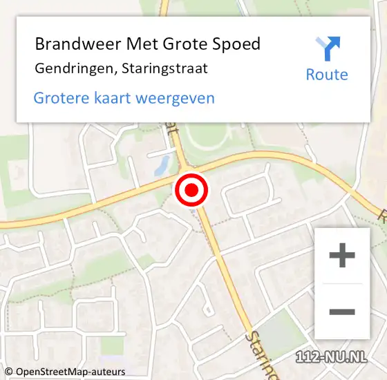 Locatie op kaart van de 112 melding: Brandweer Met Grote Spoed Naar Gendringen, Staringstraat op 30 april 2018 13:47