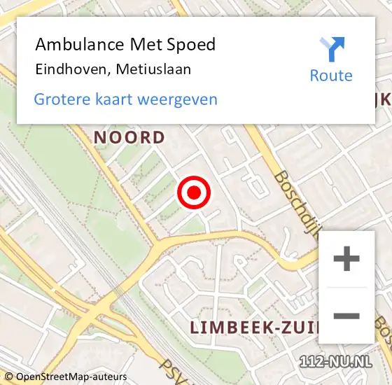 Locatie op kaart van de 112 melding: Ambulance Met Spoed Naar Eindhoven, Metiuslaan op 30 april 2018 13:54