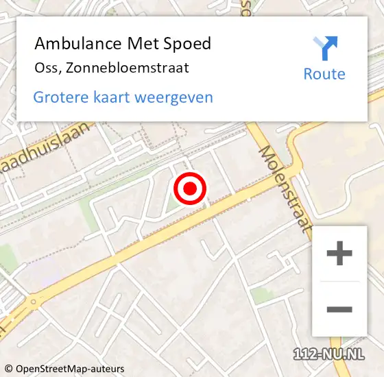 Locatie op kaart van de 112 melding: Ambulance Met Spoed Naar Oss, Zonnebloemstraat op 30 april 2018 14:17