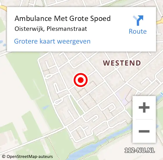 Locatie op kaart van de 112 melding: Ambulance Met Grote Spoed Naar Oisterwijk, Plesmanstraat op 30 april 2018 14:58