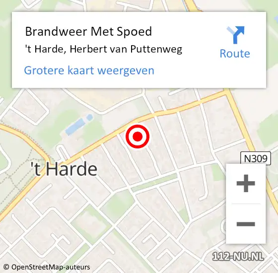 Locatie op kaart van de 112 melding: Brandweer Met Spoed Naar 't Harde, Herbert van Puttenweg op 23 februari 2014 20:51