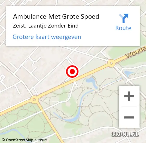 Locatie op kaart van de 112 melding: Ambulance Met Grote Spoed Naar Zeist, Laantje Zonder Eind op 30 april 2018 15:26