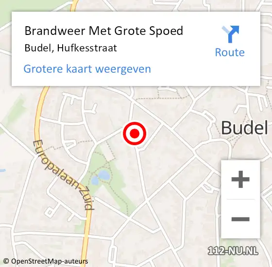 Locatie op kaart van de 112 melding: Brandweer Met Grote Spoed Naar Budel, Hufkesstraat op 30 april 2018 15:54