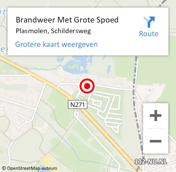 Locatie op kaart van de 112 melding: Brandweer Met Grote Spoed Naar Plasmolen, Schildersweg op 30 april 2018 16:02