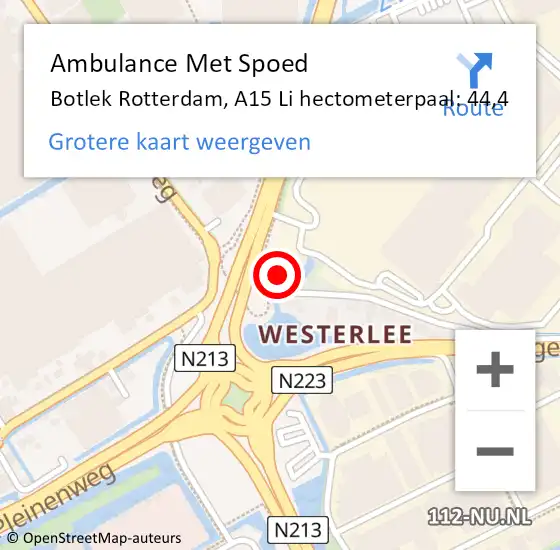 Locatie op kaart van de 112 melding: Ambulance Met Spoed Naar Botlek Rotterdam, A15 Li hectometerpaal: 44,4 op 30 april 2018 16:14