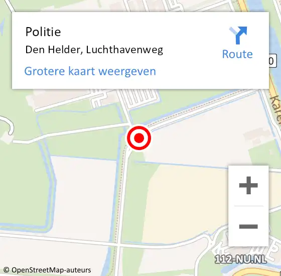 Locatie op kaart van de 112 melding: Politie Den Helder, Luchthavenweg op 30 april 2018 16:43