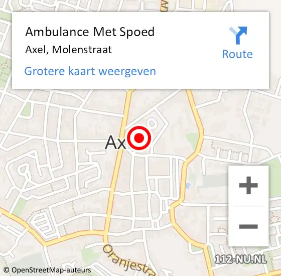 Locatie op kaart van de 112 melding: Ambulance Met Spoed Naar Axel, Molenstraat op 30 april 2018 16:54