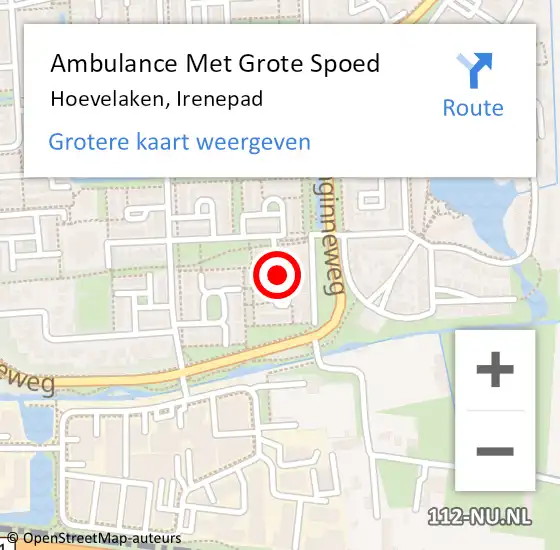 Locatie op kaart van de 112 melding: Ambulance Met Grote Spoed Naar Hoevelaken, Irenepad op 30 april 2018 17:04