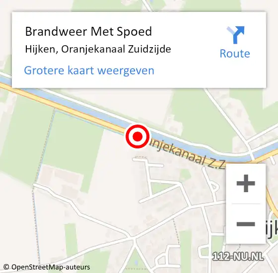 Locatie op kaart van de 112 melding: Brandweer Met Spoed Naar Hijken, Oranjekanaal N.Z. op 23 februari 2014 21:12