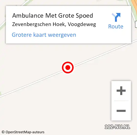 Locatie op kaart van de 112 melding: Ambulance Met Grote Spoed Naar Zevenbergschen Hoek, Voogdeweg op 30 april 2018 17:22