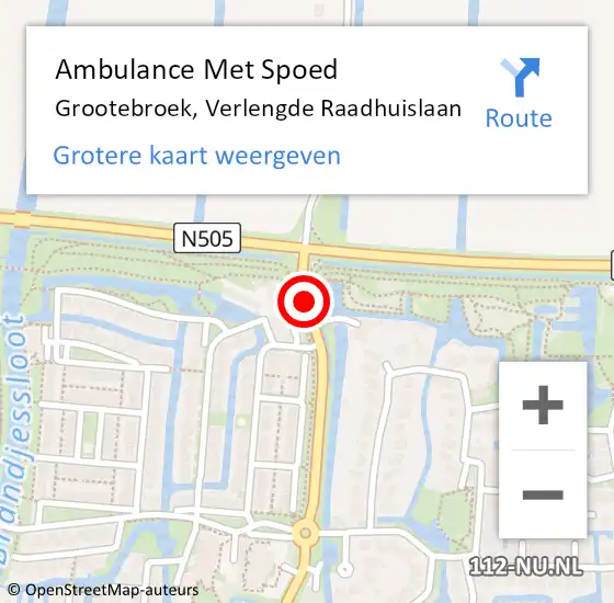 Locatie op kaart van de 112 melding: Ambulance Met Spoed Naar Grootebroek, Verlengde Raadhuislaan op 30 april 2018 18:02